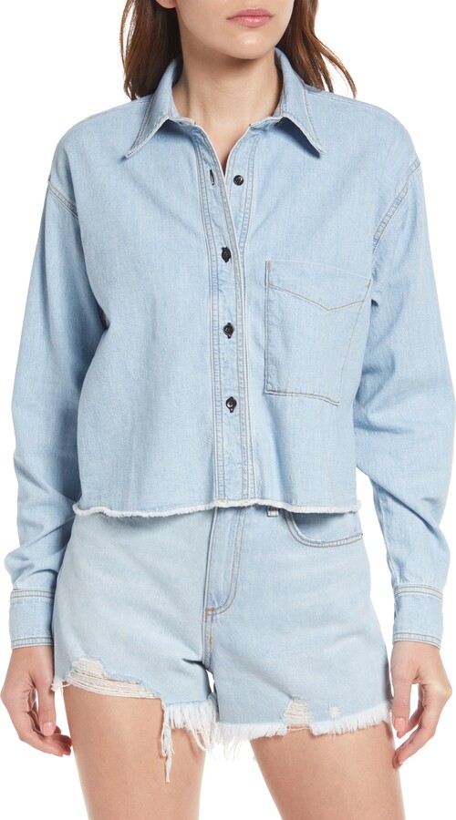 Askk Ny Fray Crop Denim Shirt