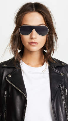 Victoria Beckham Grooved Metal Visor Sunglasses
