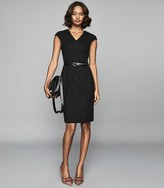 black fitted work dress