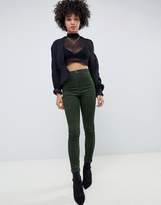 Thumbnail for your product : ASOS Design DESIGN Rivington high waisted cord jegging in khaki