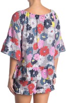 Thumbnail for your product : Kensie Floral 3/4 Sleeve Ruffled Pajama Top