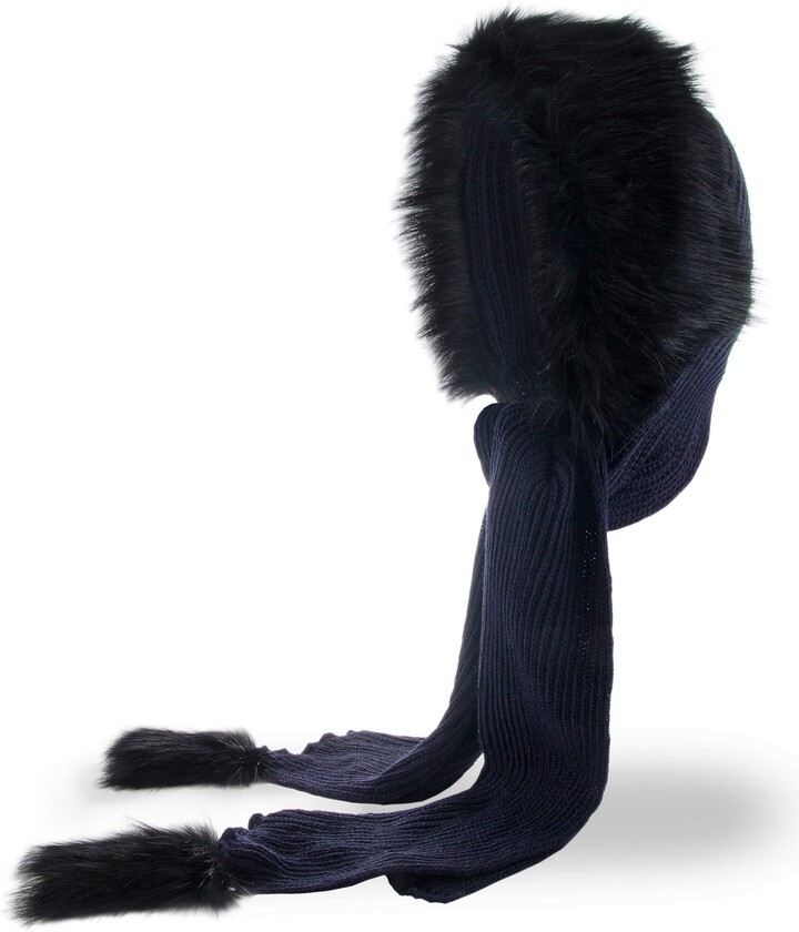 Futrzane Faux Fur Hooded Scarf for Women Versatile Knitted Cowl for