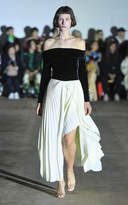 Thumbnail for your product : A.W.A.K.E. Mode Mode Catherine Velvet-Paneled Pleated Crepe Dress