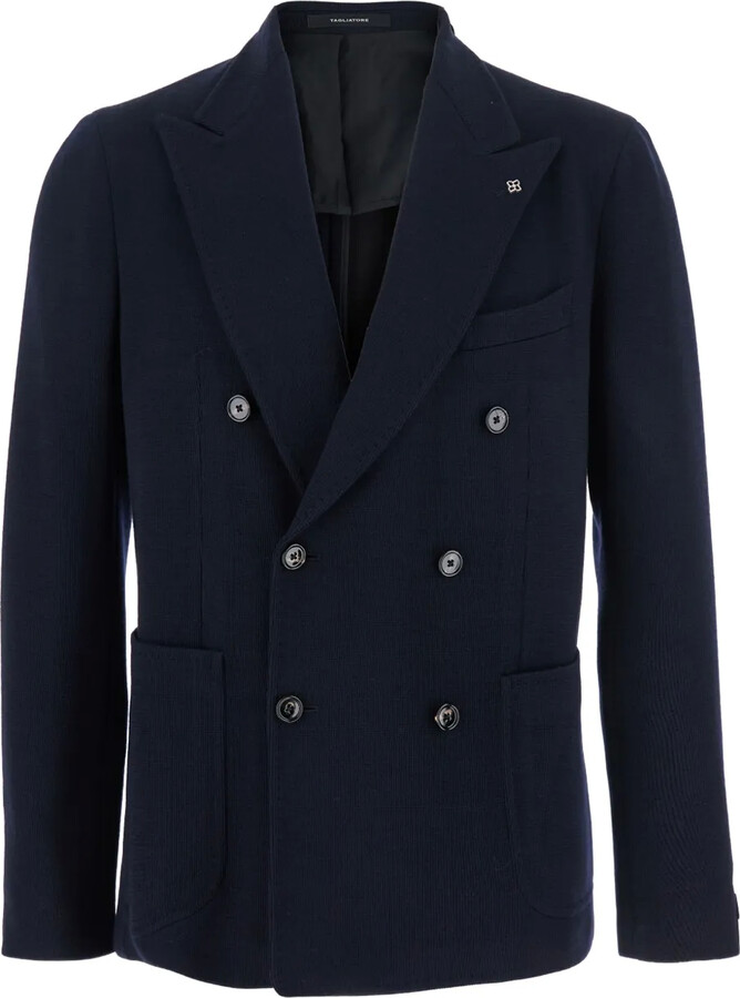 Tagliatore Double-Breasted Peak-Lapel Blazer