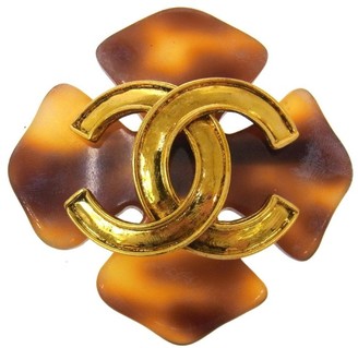 Chanel CC Logos Brooch Pin Gold Tone Corsage