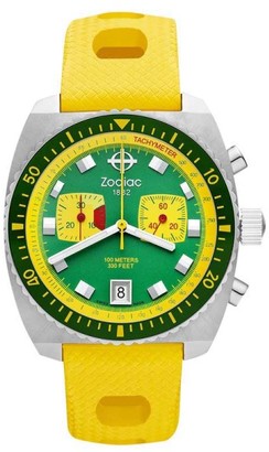 Zodiac ZO3009 Sea Dragon Green Dial Yellow Rubber Band Mens Watch