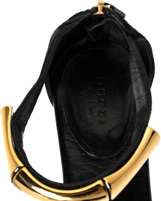 Gucci Black Suede Embellished Flat Thong Sandals Size 39.5