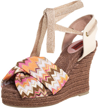 Missoni Multicolor Knit Fabric And Canvas Knotted Espadrille Wedge Ankle  Wrap Sandals Size 38 - ShopStyle