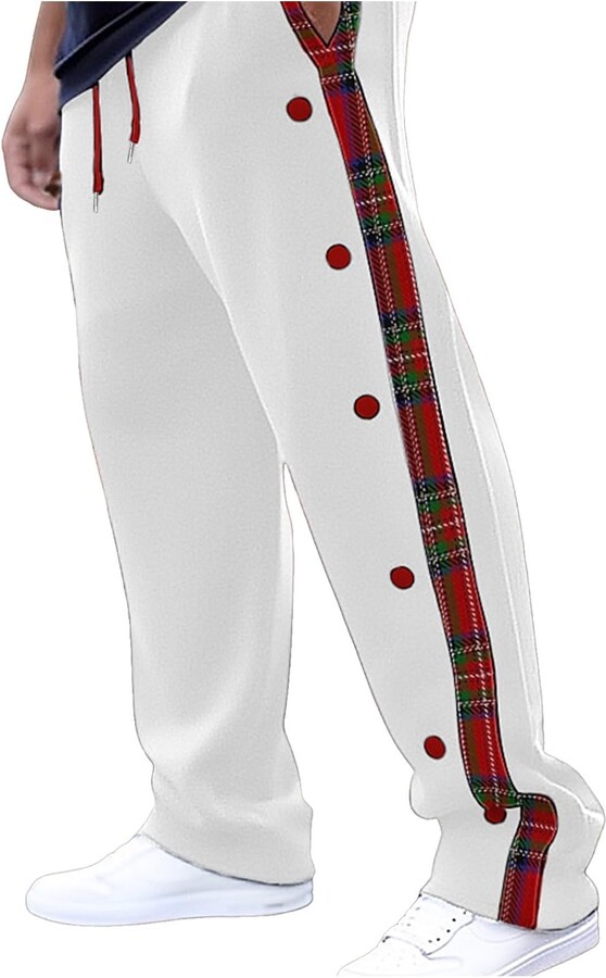 Generic Men's Button Down Wide Leg Sweatpants Baggy Tall Plaid Wide ...