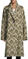 Thumbnail for your product : Robert Rodriguez Brocade Oversized Trench Coat, Green Pattern