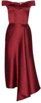 Thumbnail for your product : Alexander McQueen Off-the-shoulder Silk-satin Midi Dress - Burgundy
