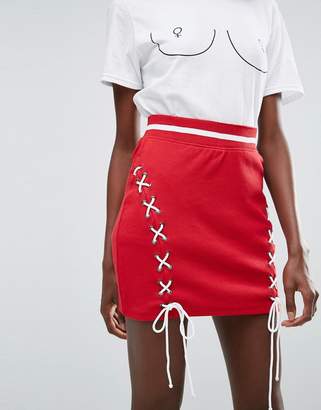 Missguided Lace Up Mini Skirt