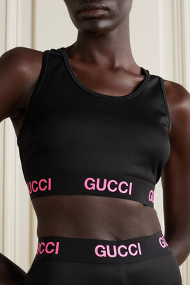 Gucci Love Parade Cotton-blend Jersey Sports Bra - Black - XS - ShopStyle