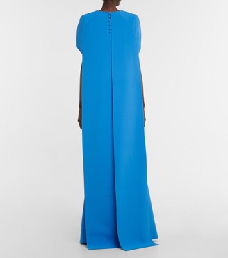 Safiyaa Ginkgo cape-detail gown