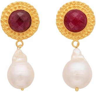 Carousel Jewels Dyed Sapphire & Baroque Pearl Earrings