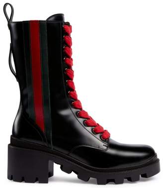 gucci trip leather combat boot