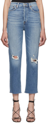 RE/DONE Blue Originals Ultra High Rise Stove Pipe Jeans