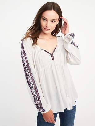 Old Navy Embroidered Tassel Swing Blouse for Women