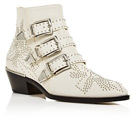 chloe white booties