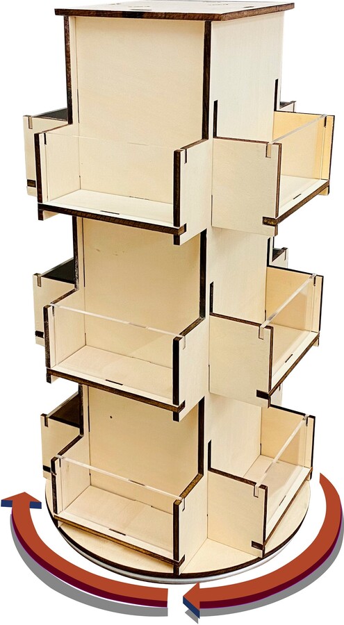 Etsy Rotating Display Stand, 3 Tier Wooden Organizer, 4-Sided Rack, 180 ...
