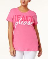 Thumbnail for your product : Hybrid Trendy Plus Size Cotton Beach Please Graphic T-Shirt