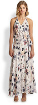 Thumbnail for your product : Haute Hippie Floral-Print Silk Halter Wrap Gown