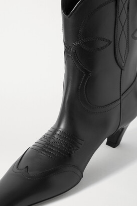 KHAITE Dallas Leather Ankle Boots - Black