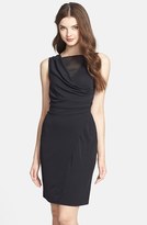 Thumbnail for your product : French Connection Mesh Inset Drape Front Crepe Dress