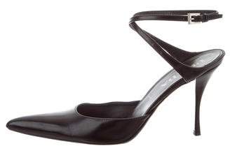 Prada Pointed-Toe Ankle Strap Sandals