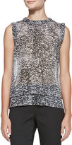 Thumbnail for your product : Rebecca Taylor Sleeveless Double-Layer White Noise-Print Top