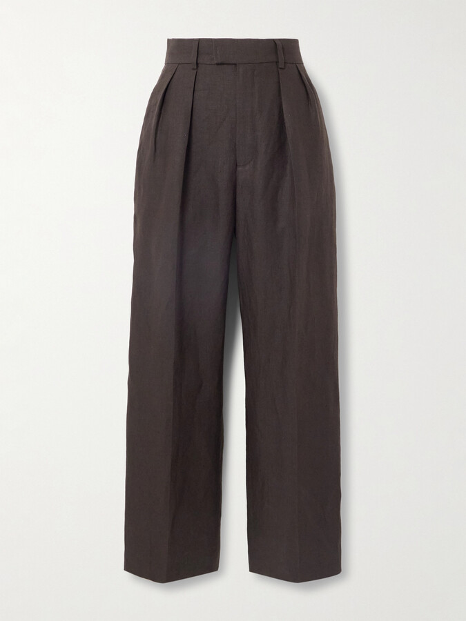 Loro Piana - Rodger Pleated Linen Straight-leg Pants - Brown
