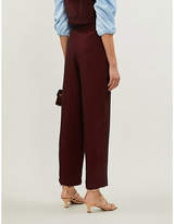Thumbnail for your product : N. DUO Bordeaux wide-leg crepe high-rise trousers