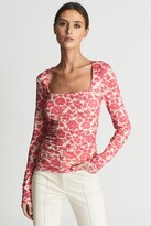 Thumbnail for your product : Reiss Pink Print Jemima Printed Ruched Jersey Top