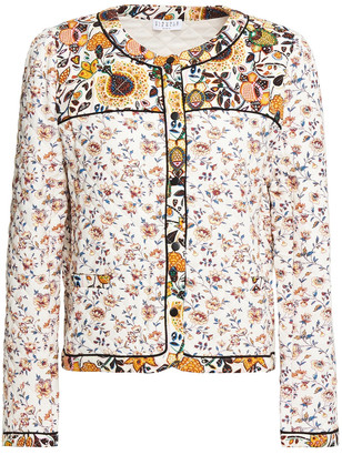 Claudie Pierlot Quilted Floral-print Crepe Jacket
