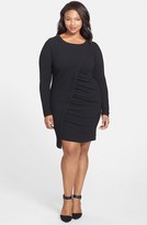 Thumbnail for your product : DKNY DKNYC Textured Asymmetrical Ruched Front Sheath Dress (Plus Size)