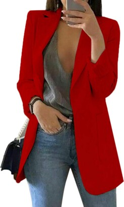 HANMAX Womens Casual Blazer Slim Long Sleeves Suit Jackets Office Formal Outwear 