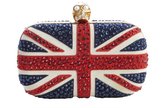 Thumbnail for your product : Alexander McQueen ivory, red and blue suede 'Britannia' skull clutch