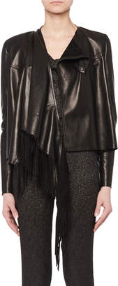 Isabel Marant Asymmetric Fringe Lamb Leather Jacket