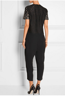 No.21 Broderie anglaise cotton and ponte jumpsuit