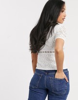 Thumbnail for your product : Fashion Union Petite lace milkmaid top with bow detail