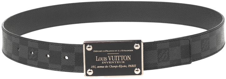 Louis Vuitton Black Damier Graphite Canvas Inventeur Belt 85CM