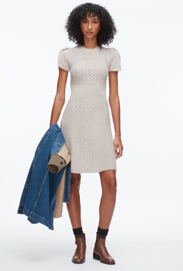 Cable Mix Tulip Dress in OYSTER