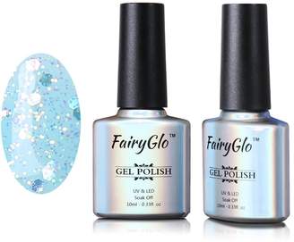 FairyGlo Glitter Gel Nail Polish Soak Off UV LED Shimmer Fashion Manicure Salon Nail Art For Elegant Lady Beauty Girl Wearing 10ml