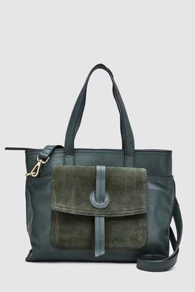 Next Womens Green Leather Front Pocket Tote Bag