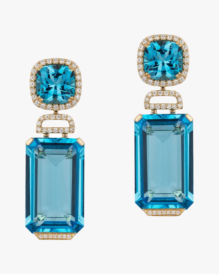 Diamond & Blue Topaz Drop Earrings | Shop the world's largest 