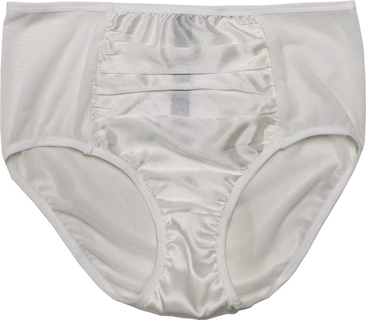 SilRiver Womens Silk Satin Brief Panties High Waist Bikini Bottom