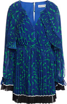 Thumbnail for your product : Self-Portrait Gathered Pleated Printed Chiffon Mini Dress