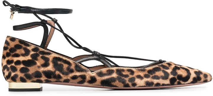 leopard ballet flats with ankle strap