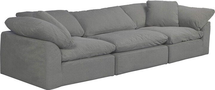 Sunset Trading Contemporary Puff Collection 3PC Slipcovered Modular Sectional Sofa