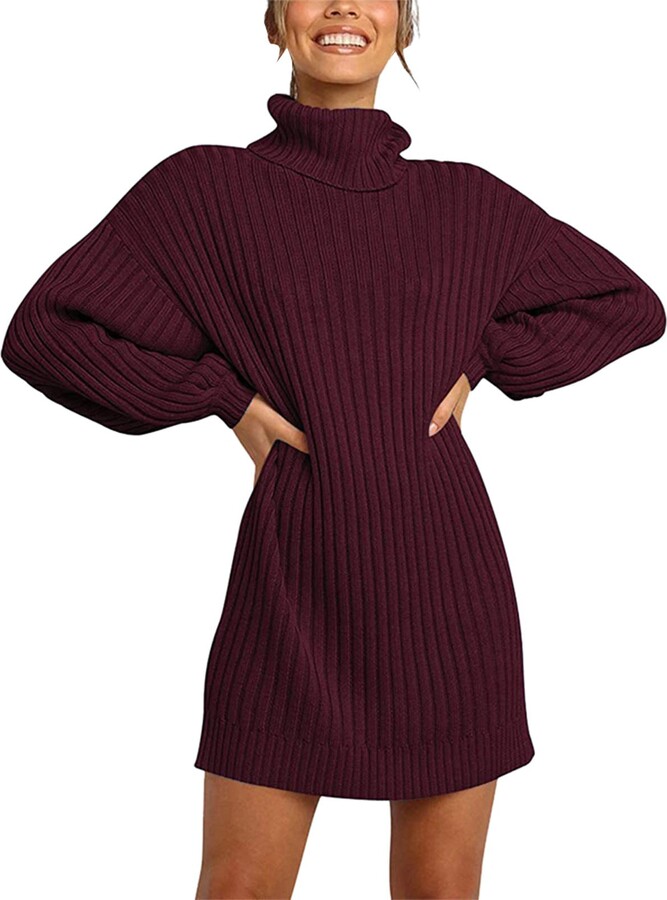 Caracilia Women Turtleneck Long Sleeve Knit Pullover Sweater Bodycon Mini  Dress : : Clothing, Shoes & Accessories